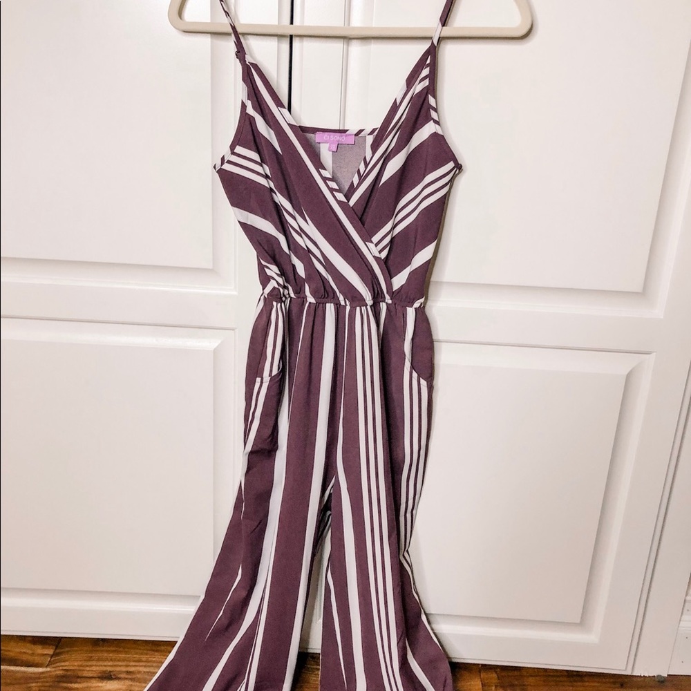 Red & White Striped Jumpsuit